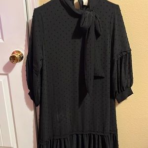 Black Swiss dot dress